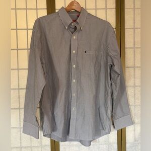 Izod Men's Blue and White Striped Button Down Shirt, Size Large